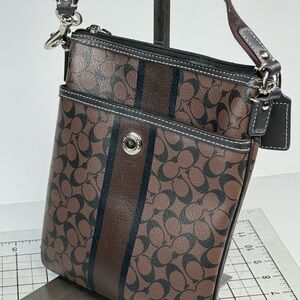 Coach Signature Brown and Black Messenger Bag